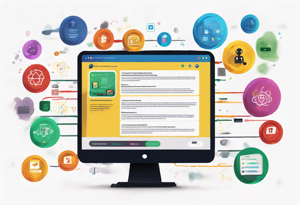 Illustration of a webpage with curated resource links for digital literacy.